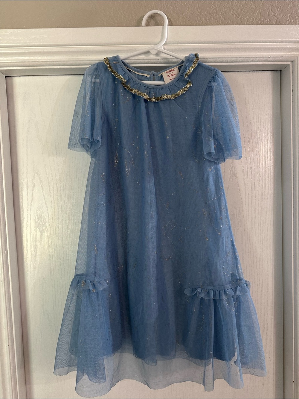 Mini Boden Blue Harry Potter Tulle Party Dress with Gold Trim